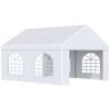 Outsunny 16' x 13' Party Tent Carport with Sidewalls, Four Windows and Double Doors, White Tents for Parties, Wedding and Events