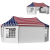 Outsunny 22.3 x 16.4 ft Heavy Duty Party Tent, Outdoot Canopy Tent with 2 Doors and 6 Windows, American Flag