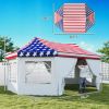 Outsunny 22.3 x 16.4 ft Heavy Duty Party Tent, Outdoot Canopy Tent with 2 Doors and 6 Windows, American Flag