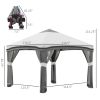 Outsunny 10x10 Pop Up Canopy, Netting, Foldable, Height Adjustable, Carry Bag, 4 Sand Bags, Gray