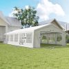 Outsunny 20' x 40' Large Outdoor Carport Canopy Party Tent with Removable Protective Sidewalls & Versatile Uses, White