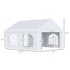 Outsunny 16' x 13' Party Tent Carport with Sidewalls, Four Windows and Double Doors, White Tents for Parties, Wedding and Events