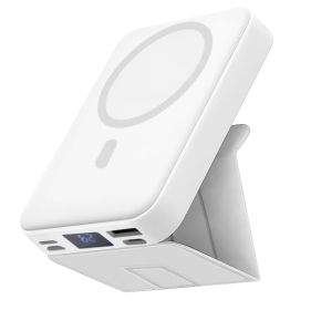 Power Bank Magnetic Portable Wireless FastCharger 10000mAh Type - C Cable LEDDisplay 22.5W PD Fast Charging LightingMag-Safe Battery Pack For IPh (Color: White)