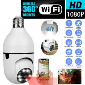 IR E27 Light Bulb Camera 1080P HD Wireless Wifi Smart Home Security Camera (Color: White)