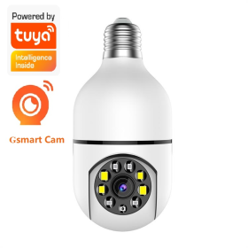 3MP Bulb Surveillance Camera 5G & 2.4GHz Dual Band Full Color Night Vision 360 Degree (Color: White)